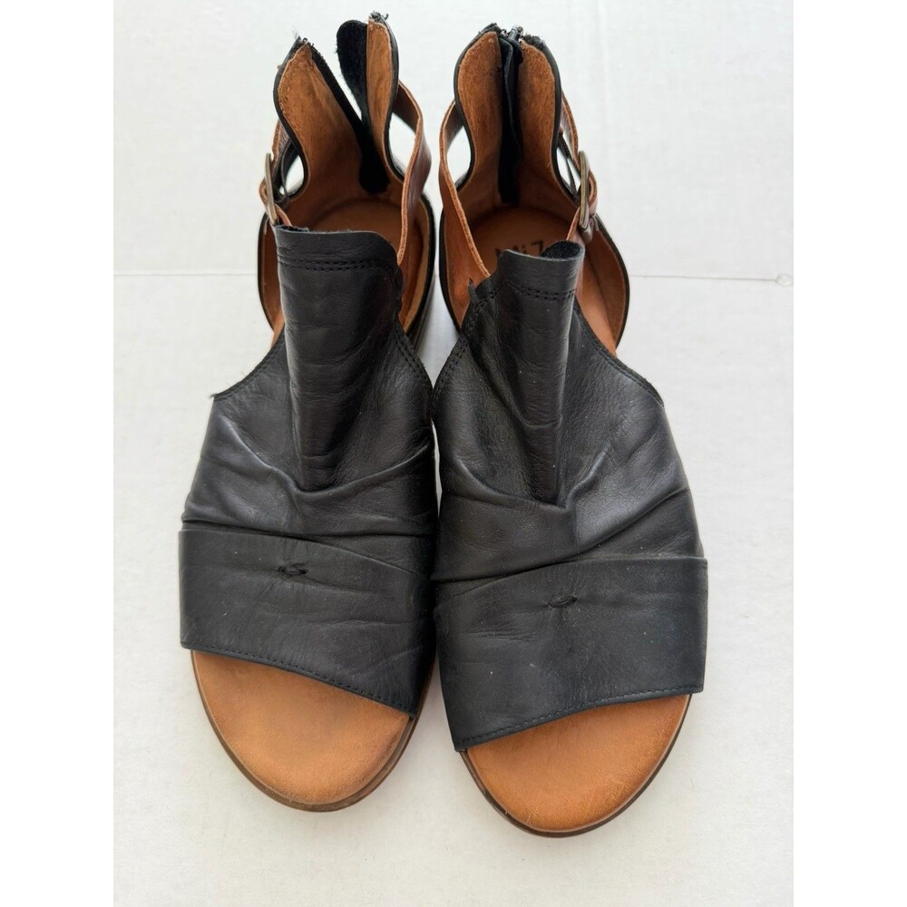 Miz Mooz Dipper Sandal EU 38 7.5 8 Black Soft Leather Open Toe Boho Euro Style